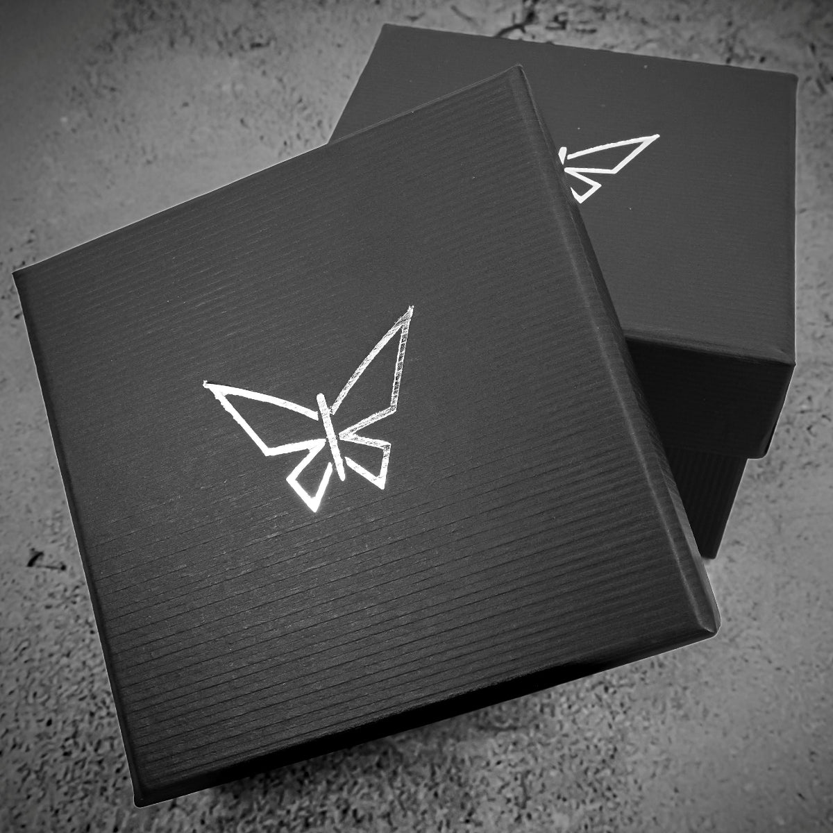 Black Jewellery Box with Silver butterfly logo
